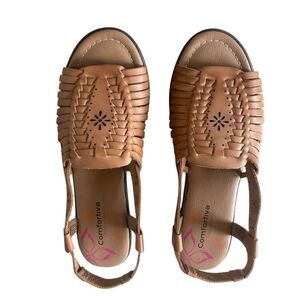 Comfortiva Brown Tan Huarache Fisherman Leather Sandals Shoes Women’s Size 8 N